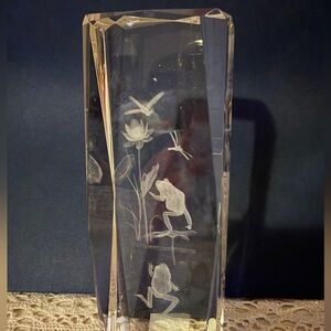 Laser Etched 6" 3D Frog on Lily
Pad w Dragonfly Crystal Rectangular Paperweight